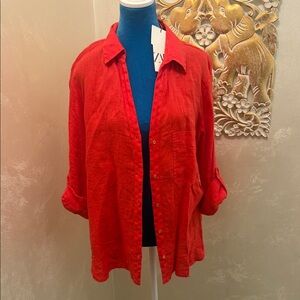 Zara Red Button Down Shirt